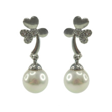 Sterling Silver Drop Earrings with Glass Pearls